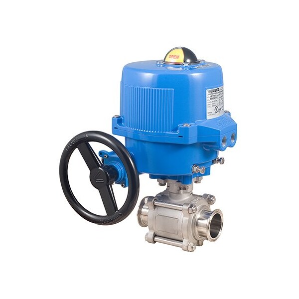 Bonomi North America 4in 2-WAY SANITARY STAINLESS STEEL BALL VALVE & 24AC/DC METAL ON/OFF ELECTRIC ACTUATOR M8E0770-002-4 - main